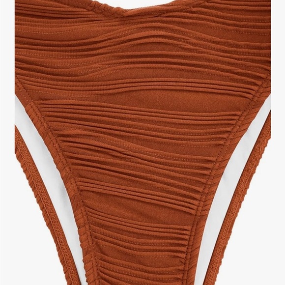 ZAFUL Bandeau Ribbed Lace Up Wave Hi Cut Bikini Size NWT - Picture 3 of 14